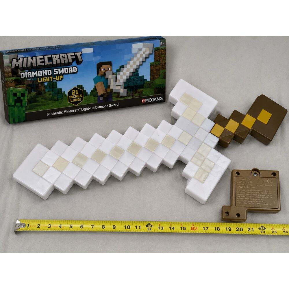 Minecraft Diamond Sword Light Up 21in Mattel 2017 Tested Works LED Toy